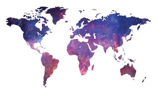 a purple map of the world, share reiki sends reiki anywhere