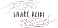 Share Reiki logo - hand above and below the words Share Reiki